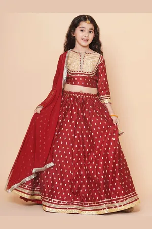 Bhama Girls Woven Design Ready to Wear Lehenga & Blouse With Dupatta