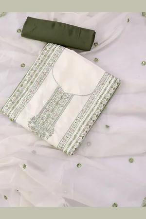 SALWAR STUDIO Embroidered Pure Silk Unstitched Dress Material