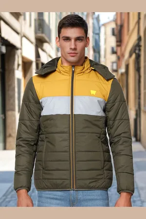 Wrangler Men Olive Green Colourblocked Padded Jacket