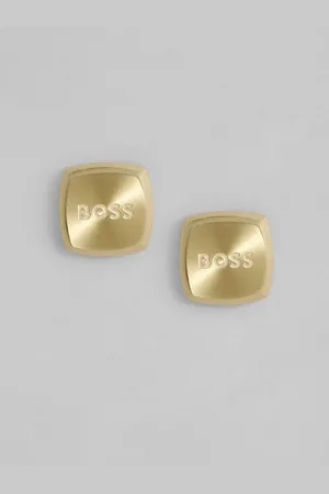 HUGO BOSS Men Yann Ionic Brass Plated Square Stud Earrings