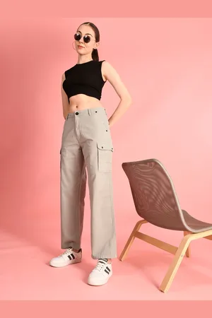 IVOC Women Classic Straight Fit Mid-Rise Cargo Trousers