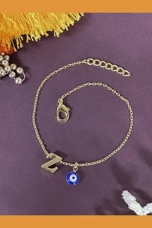 Digital Dress Room Gold Plated Evil Eye Charm Z Initial Bracelet Rakhi