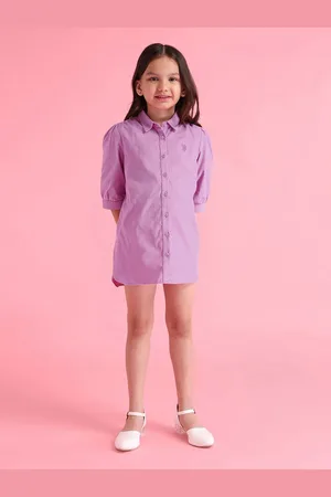 Ralph Lauren Girls Puff Sleeve Shirt Mini Dress