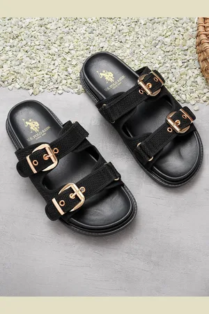 U.S. Polo Assn. Women PU Open Toe Flats with Buckles MARCELLA
