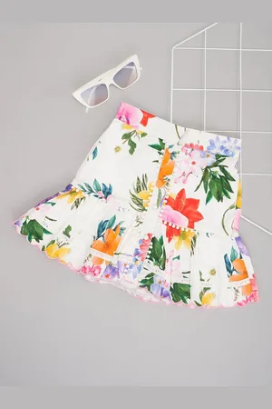 Pantaloons Girls Flora Printed Pure Cotton A-Line Mini Skirt