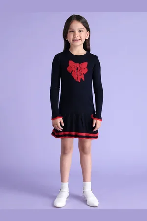 Ralph Lauren Girls Print Applique Drop-Waist Dress