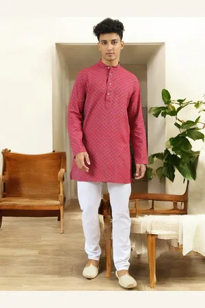 TATTVA Ethnic Motifs Woven Design Mandarin Collar Pure Cotton Straight Kurta