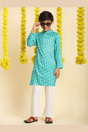 Cutiekins Boys Ethnic Motifs Printed Regular Straight Kurta with Pyjamas