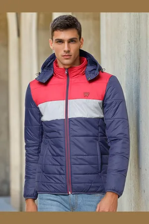 Wrangler Men Blue & Red Colourblocked Padded Jacket