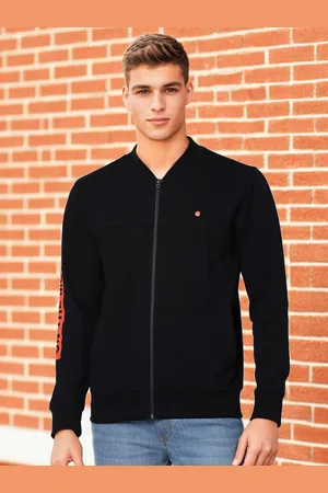 Lee Men Black Detachable Hood Cotton Sweatshirt