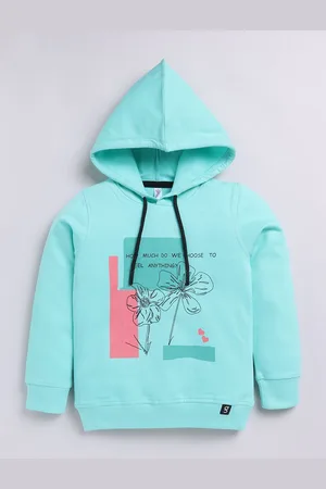Ginie Girls Floral Printed Hooded Sweatshirt