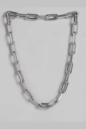 HUGO BOSS Halia Brass-Plated Chainlink Design Crystal Studded Necklace
