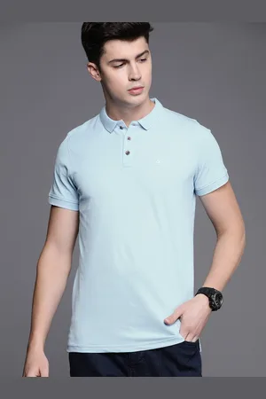 WROGN Men Blue Solid Polo Collar T-shirt