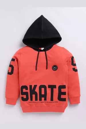 Ginie Boys Typography Printed Hooded Sweatshirt