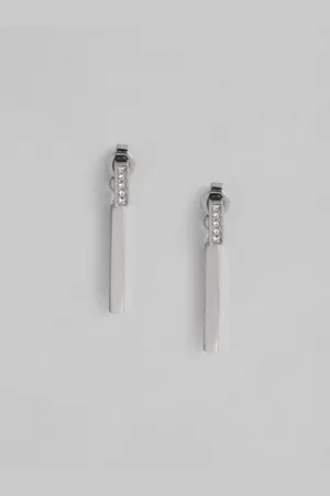 HUGO BOSS Saya Crystal Studded Contemporary Drop Earrings