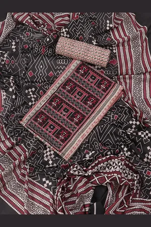 SALWAR STUDIO Embroidered Pure Cotton Unstitched Dress Material