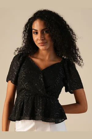 Globus Women Sweetheart Neck Puff Sleeve Wrap Top