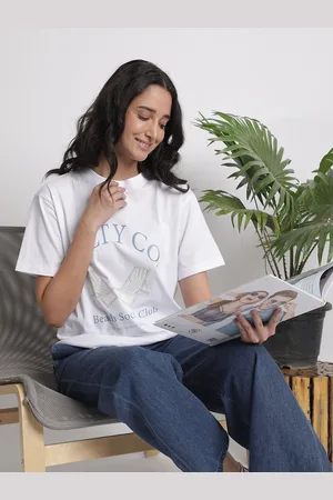 IVOC Women Typography Printed Round Neck Cotton T-shirt