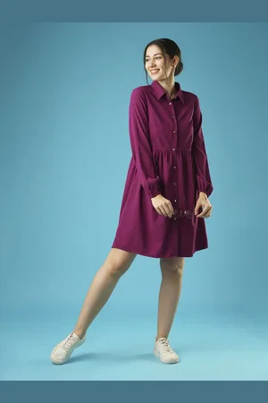 Globus Crepe Flared Hem Shirt Style Dress