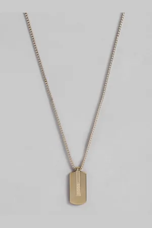 HUGO BOSS Men Olado Geometric Shape Brass-Plated Pendant with Chain