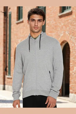 Lee Men Grey Melange Hooded Sweatshirt