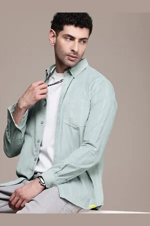 French Connection Men Premium Slim Fit Corduroy Striped Casual Shirt