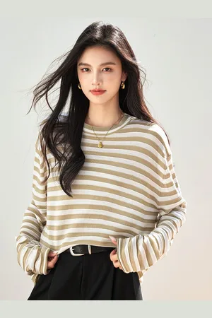 JC Collection Women Striped Pullover