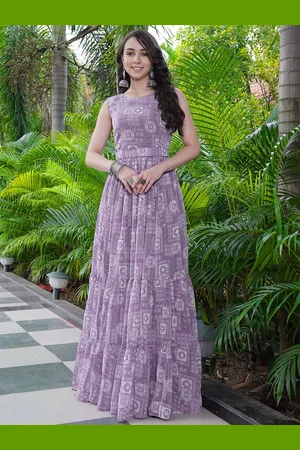 CHANSI Print Georgette Fit & Flare Maxi Dress
