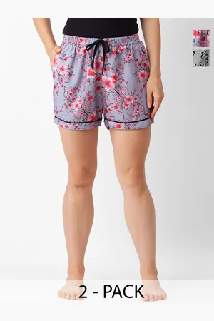 FashionRack Women Pack of 2 Printed Mid-Rise Lounge Shorts