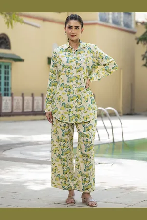 Kalini Floral Printed Shirt Collar Long Sleeves Shirt & Palazzo