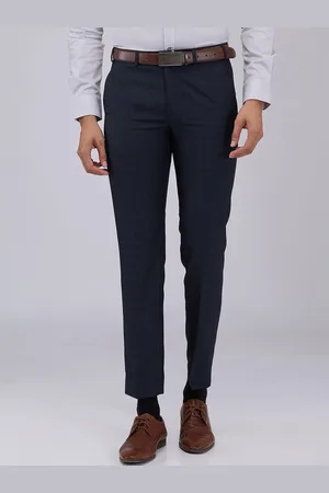 Park Avenue Men Textured Checked Slim Fit Trousers