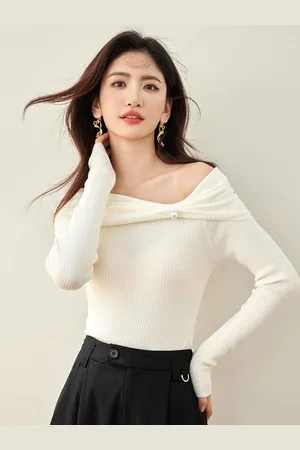 JC Collection Women Striped Ribbed Pullover