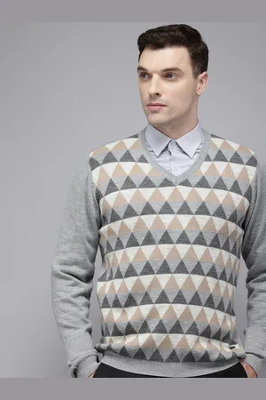 Park Avenue V-Neck Geometric Printed Pullover Sweater