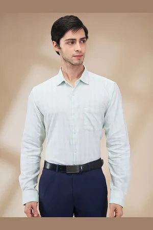 Park Avenue Men Spread Collar Grid Tattersall Checked Cotton Slim Fit Formal Shirt
