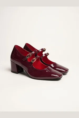 Theater Women Patent Leather Kelly High Noon Buckled Block Pumps