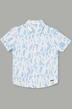 Lifestyle Boys Cutaway Collar Abstract Printed Casual Shirt