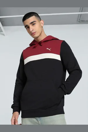 PUMA Men Colorblocked Cotton Long Sleeve Hooded Sweatshirt