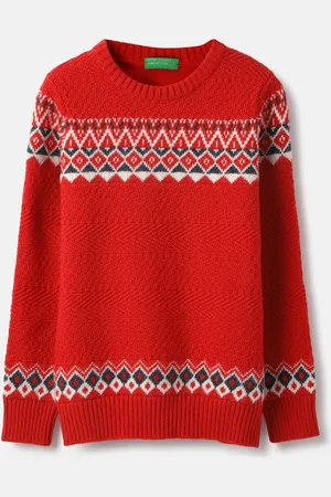 Benetton Boys Printed Woollen Pullover