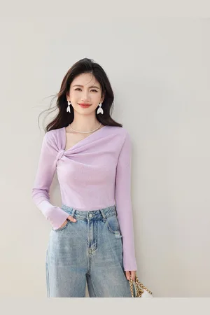 JC Collection Women Solid Long Sleeves Casual Pullover