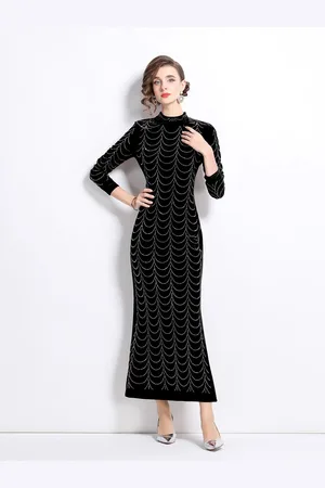 JC Collection Women Beads & Stones Embellished Sheath Maxi Dress