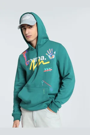 PUMA Men Cotton Classics Drip Printed Long Sleeve Hooded Sweatshirt