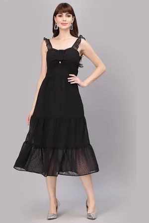 BAESD Women Georgette Fit & Flare Tiered Midi Dress