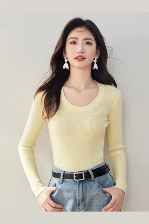 JC Collection Women Scoop Neck Ribbed Pullover