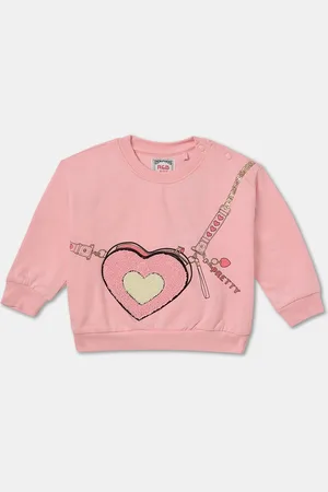 R&B Girls Graphic Printed Round Neck Cotton Pullover Sweatshirt