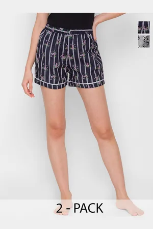 FashionRack Women Pack of 2 Printed Mid-Rise Lounge Shorts
