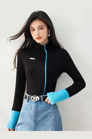 JC Collection Women Ribbed Long Sleeves Pullover