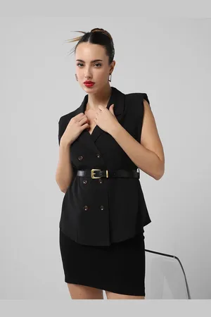 SHOWOFF Women Cotton Blazer Top with Belt