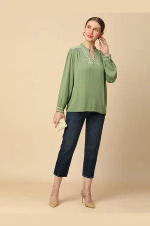 Chemistry Women Mandarin Collar A-Line Top