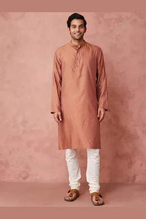 Fabindia Floral Woven Design Thread Work Mandarin Collar Straight Kurta