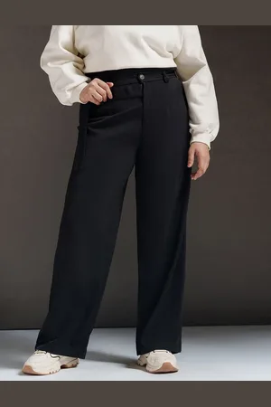 FREAKINS Women Plus Size Strap Detailed High-Rise Korean Pants